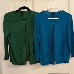 Ann Taylor Green and Blue Women's Cardigan Set